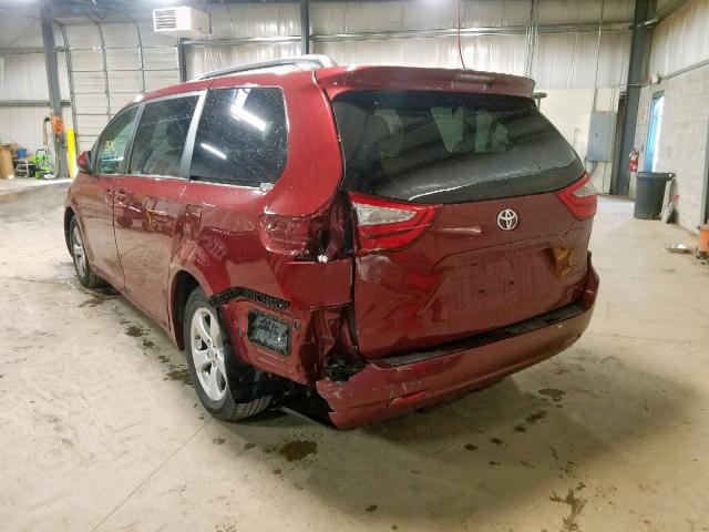 5TDKK3DC2FS558995 - 2015 TOYOTA SIENNA LE MAROON photo 3