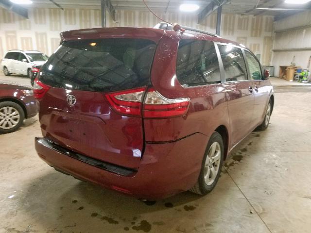 5TDKK3DC2FS558995 - 2015 TOYOTA SIENNA LE MAROON photo 4