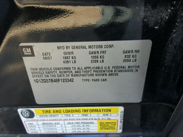 1G1ZG57B48F123342 - 2008 CHEVROLET MALIBU LS 石墨色 照片 10