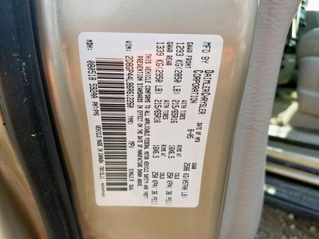 2D8GP44L86R612260 - 2006 DODGE GRAND CARA GOLD photo 10