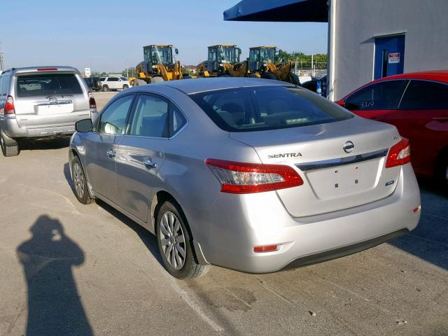 3N1AB7APXDL733977 - 2013 NISSAN SENTRA S SILVER photo 3