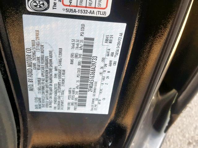 2FMDA51636BA39733 - 2006 FORD FREESTAR S BLACK photo 10