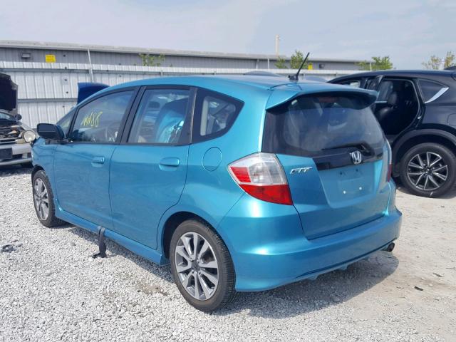 JHMGE8H52DC034796 - 2013 HONDA FIT SPORT TEAL photo 3