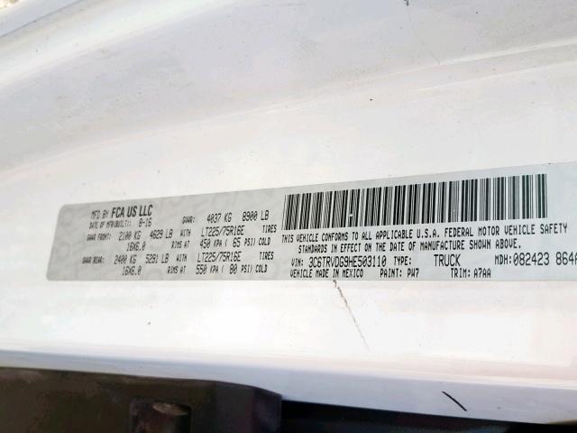 3C6TRVDG9HE503110 - 2017 RAM PROMASTER Ağ foto 10