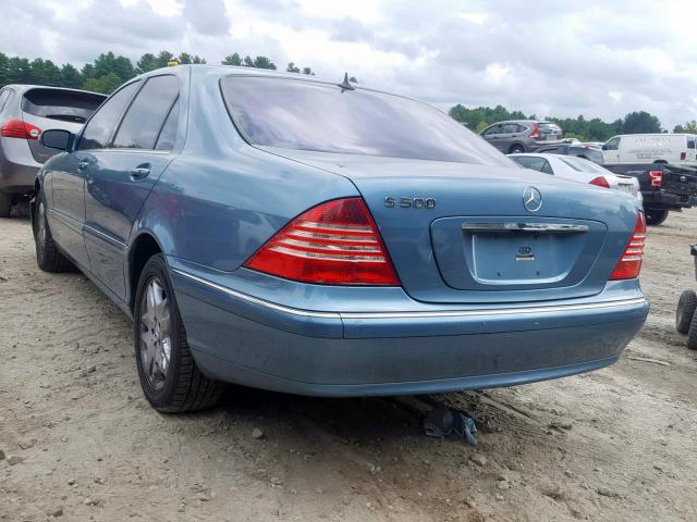 WDBNG75J93A341406 - 2003 MERCEDES-BENZ S 500 TEAL photo 3