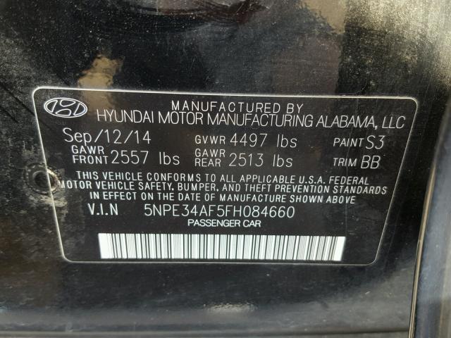 5NPE34AF5FH084660 - 2015 HYUNDAI SONATA SPO BLACK photo 10