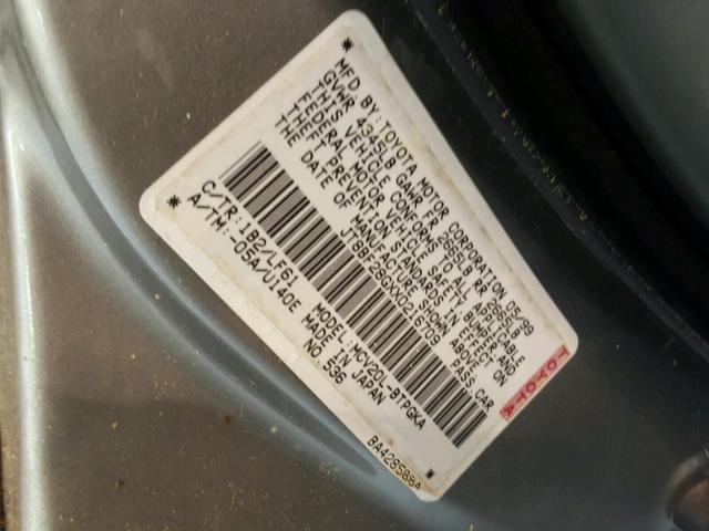 JT8BF28GXX0216709 - 1999 LEXUS ES 300 GRAY photo 10