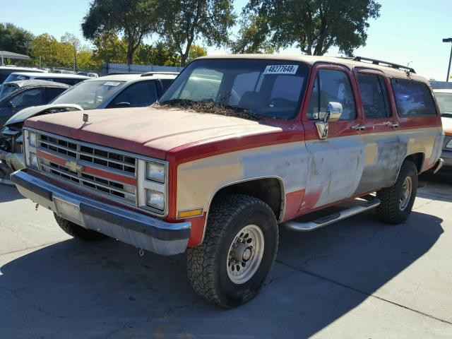 1GNGV26K5HF187188 - 1987 CHEVROLET SUBURBAN V RED photo 2