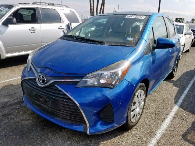 VNKKTUD38FA040610 - 2015 TOYOTA YARIS BLUE photo 2