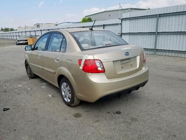 KNADH4A33A6680210 - 2010 KIA RIO LX GOLD photo 3