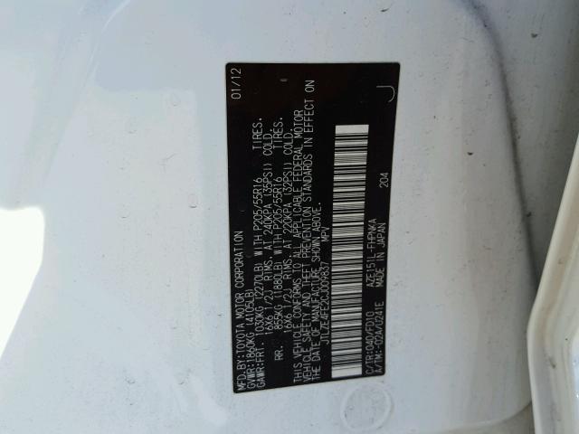 JTLZE4FE2CJ009837 - 2012 TOYOTA SCION XB Ақ фото 10