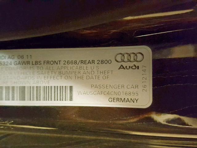 WAUSGAFC4CN016895 - 2012 AUDI A7 PRESTIG CHARCOAL photo 10