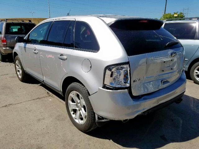 2FMDK4JC8DBA14725 - 2013 FORD EDGE SEL SILVER photo 3