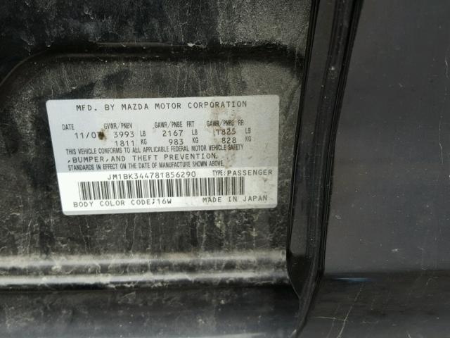 JM1BK344781856290 - 2008 MAZDA 3 HATCHBAC BLACK photo 10