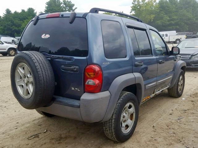 1J4GL48K02W176933 - 2002 JEEP LIBERTY SP BLUE photo 4