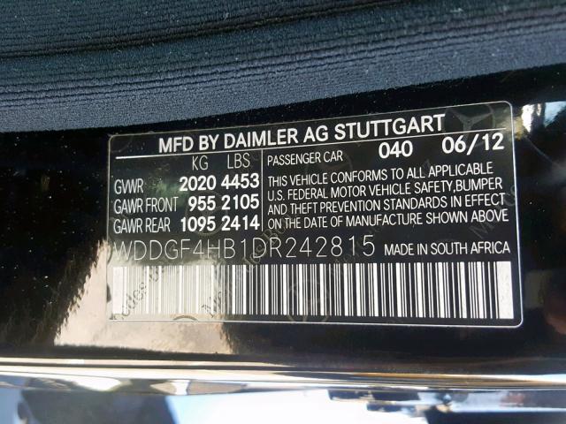 WDDGF4HB1DR242815 - 2013 MERCEDES-BENZ C 250 BLACK photo 10