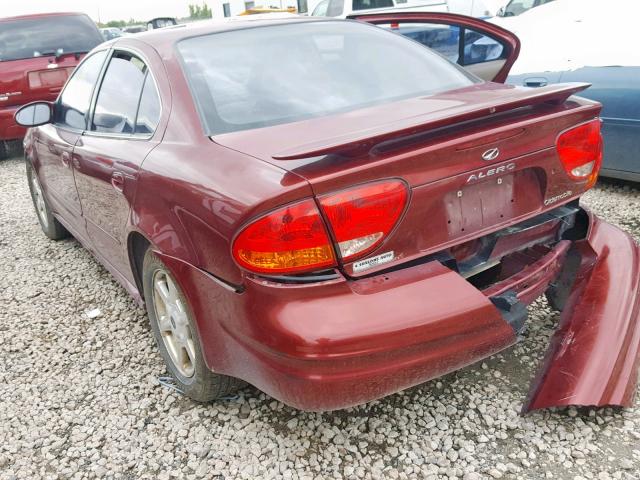 1G3NF52E61C121464 - 2001 OLDSMOBILE ALERO GLS RED photo 3