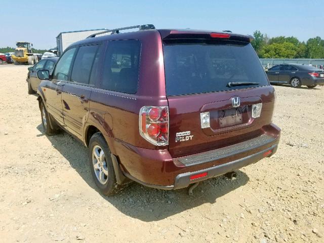 5FNYF28368B000321 - 2008 HONDA PILOT SE MAROON photo 3