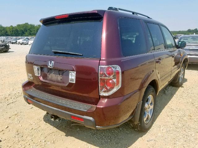 5FNYF28368B000321 - 2008 HONDA PILOT SE MAROON photo 4