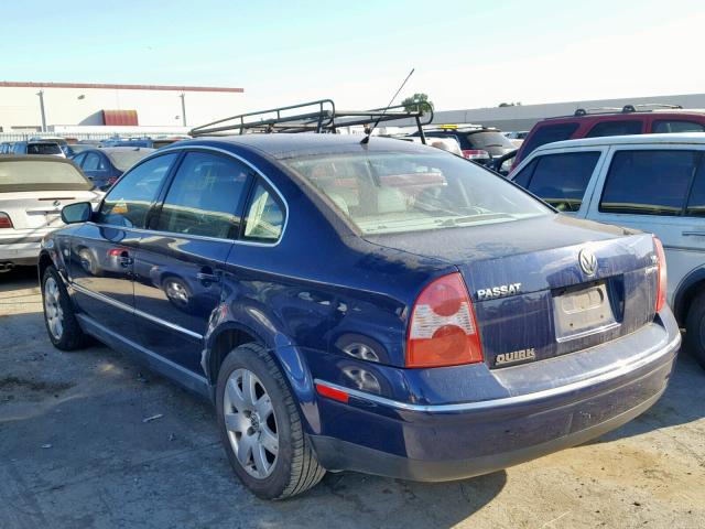 WVWTH63BX2P294801 - 2002 VOLKSWAGEN PASSAT GLX BLUE photo 3