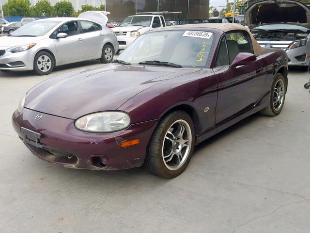 JM1NB3534Y0149205 - 2000 MAZDA MX-5 MIATA MAROON photo 2