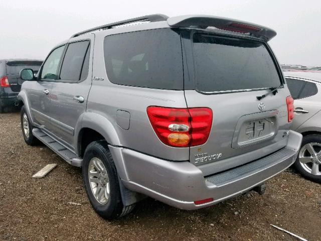 5TDZT38A44S228972 - 2004 TOYOTA SEQUOIA SILVER photo 3