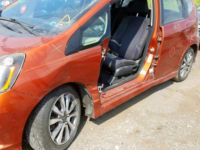 JHMGE8H58CC016575 - 2012 HONDA FIT SPORT ORANGE photo 9