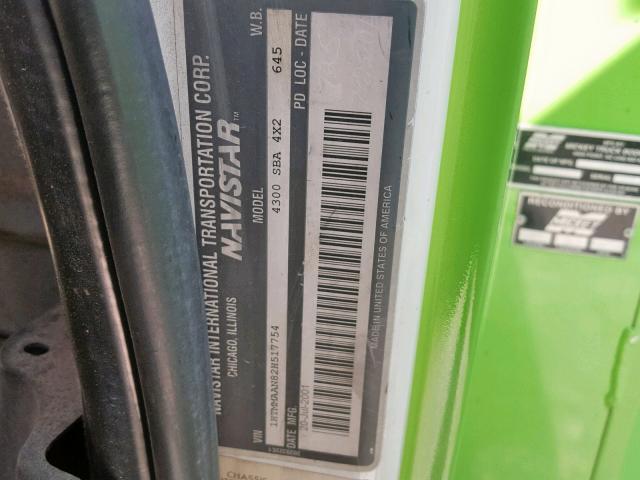 1HTMMAAN82H517754 - 2002 INTERNATIONAL 4000 4300 GREEN photo 10
