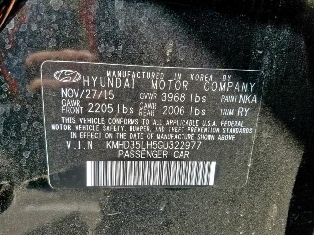 KMHD35LH5GU322977 - 2016 HYUNDAI ELANTRA GT BLACK photo 10