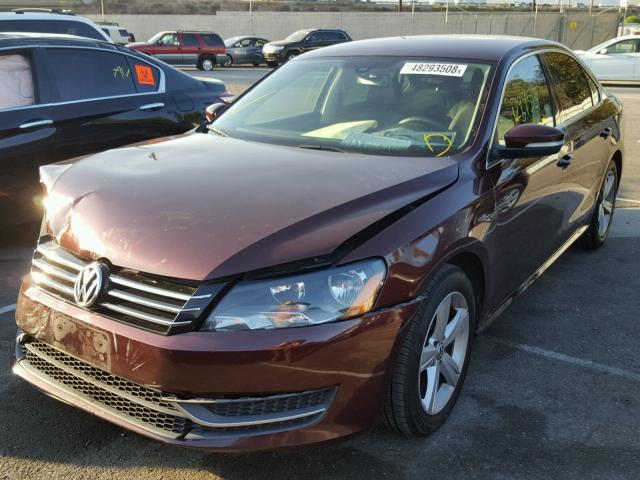 1VWBP7A38CC102734 - 2012 VOLKSWAGEN PASSAT SE BURGUNDY photo 2