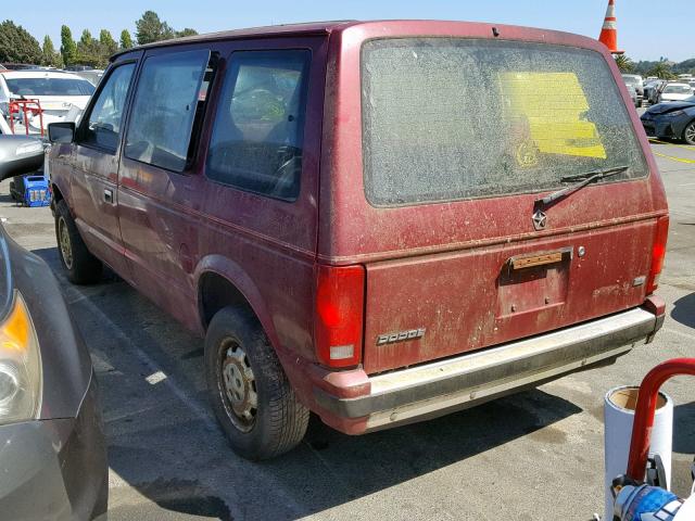 2B4FK4539LR595744 - 1990 DODGE CARAVAN SE BURGUNDY photo 3