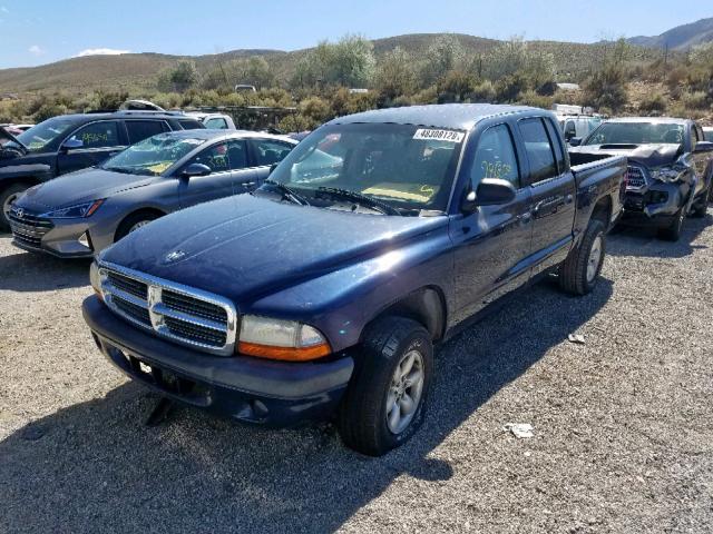 1D7HG38K24S640281 - 2004 DODGE DAKOTA QUA BLUE photo 2