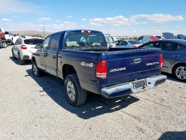 1D7HG38K24S640281 - 2004 DODGE DAKOTA QUA BLUE photo 3