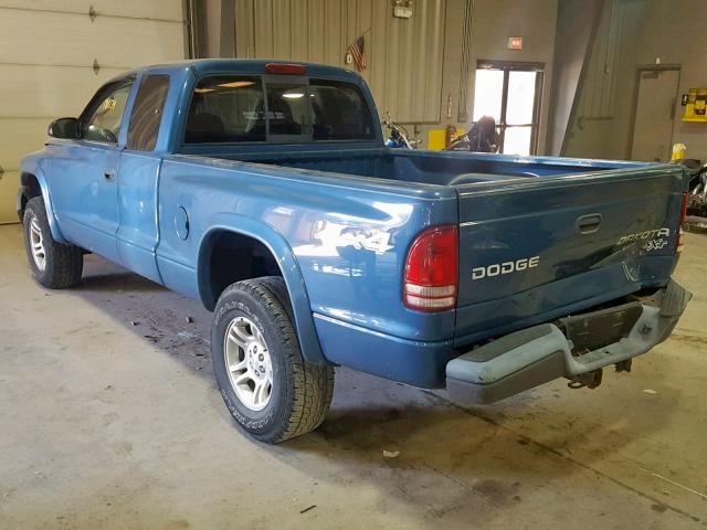 1D7HG12K64S622699 - 2004 DODGE DAKOTA SXT BLUE photo 3