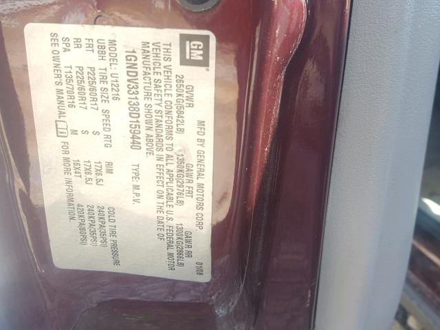 1GNDV33138D159440 - 2008 CHEVROLET UPLANDER L Tünd qırmızı foto 10