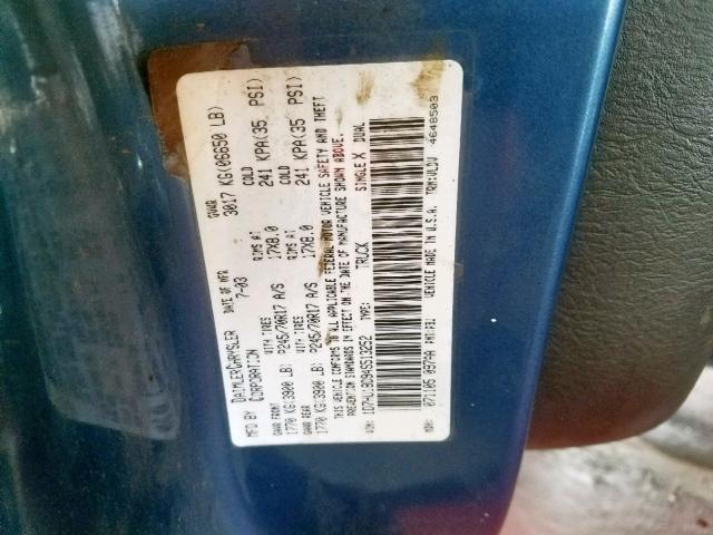 1D7HU18D94S513252 - 2004 DODGE RAM 1500 S BLUE photo 10