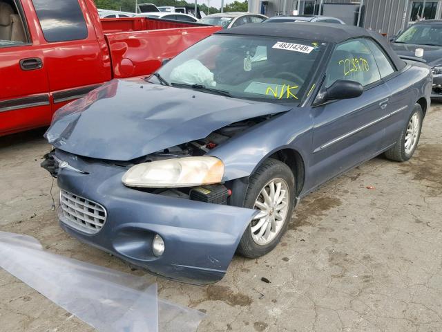 1C3EL55R92N317626 - 2002 CHRYSLER SEBRING LX BLUE photo 2