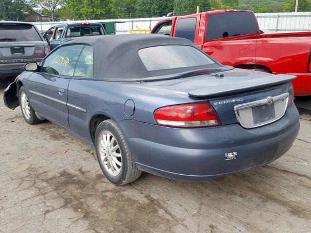 1C3EL55R92N317626 - 2002 CHRYSLER SEBRING LX BLUE photo 3