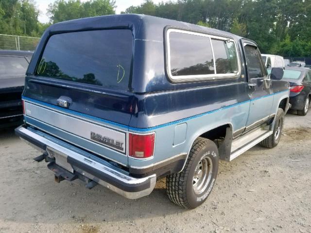 1GNEV18K6MF140289 - 1991 CHEVROLET BLAZER V10 BLUE photo 4