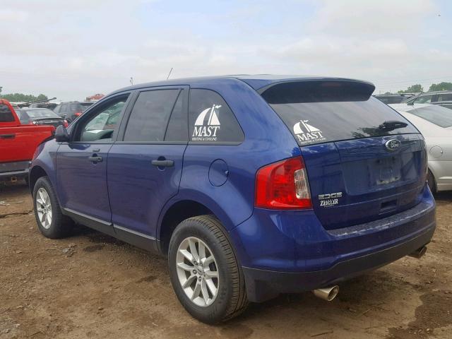 2FMDK3GC1DBC73672 - 2013 FORD EDGE SE BLUE photo 3