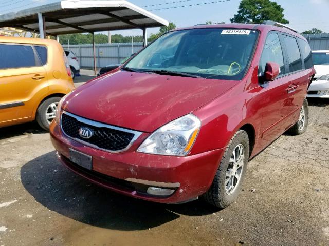 KNDMG4C71E6539082 - 2014 KIA SEDONA LX MAROON photo 2