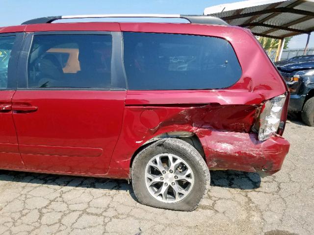 KNDMG4C71E6539082 - 2014 KIA SEDONA LX MAROON photo 9