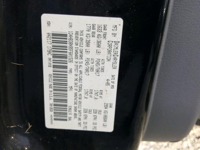 1D4HB38N95F601526 - 2005 DODGE DURANGO ST BLACK photo 10