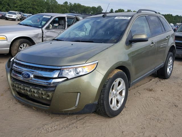 2FMDK4JC0DBA49033 - 2013 FORD EDGE SEL GREEN photo 2