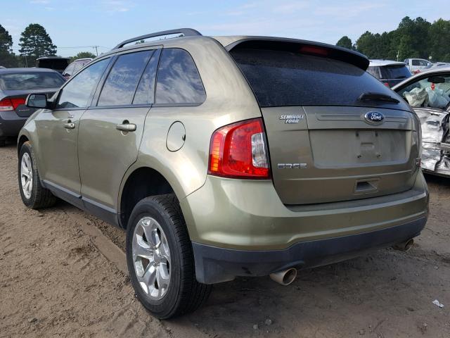 2FMDK4JC0DBA49033 - 2013 FORD EDGE SEL GREEN photo 3