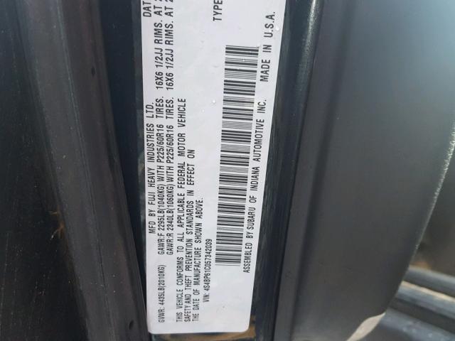 4S4BP61C057342039 - 2005 SUBARU LEGACY OUT BLACK photo 10