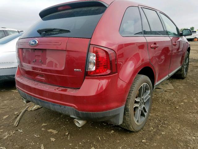 2FMDK3JC8DBA97213 - 2013 FORD EDGE SEL RED photo 4