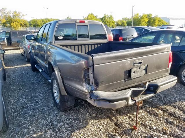 1B7HG48NX2S670636 - 2002 DODGE DAKOTA QUA GRAY photo 3