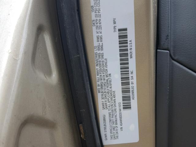 4S4WX83D074411013 - 2007 SUBARU B9 TRIBECA GOLD photo 10