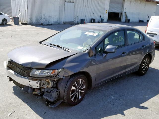 2HGFB2F87DH525380 - 2013 HONDA CIVIC EX GRAY photo 2